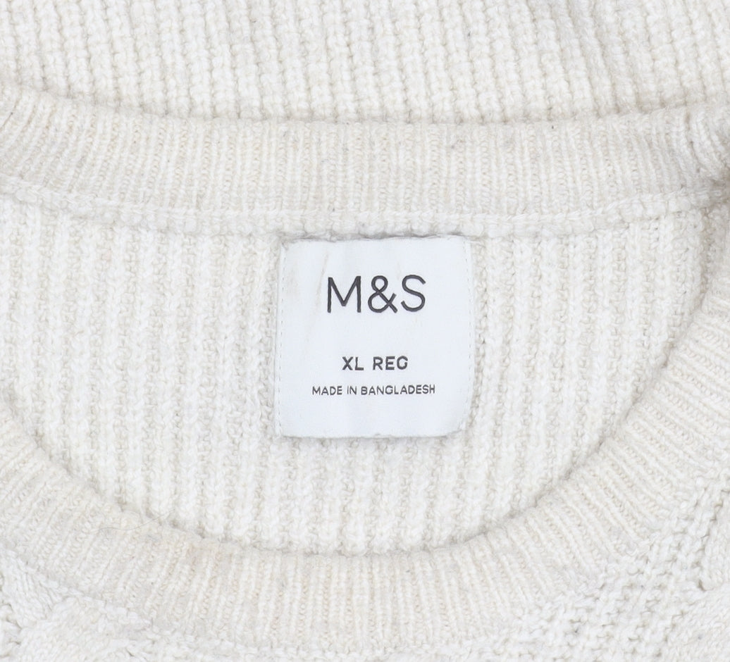 Marks and Spencer Men’s Ivory XL Cable-Knit Pullover