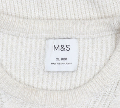 Marks and Spencer Men’s Ivory XL Cable-Knit Pullover