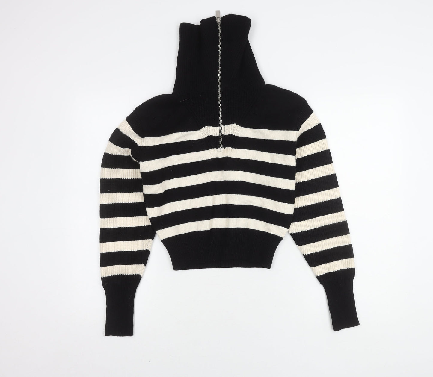 Womens UK Size S Zara Black Full Zip Jumper
