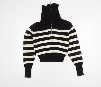 Womens UK Size S Zara Black Full Zip Jumper
