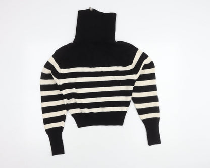 Womens UK Size S Zara Black Full Zip Jumper