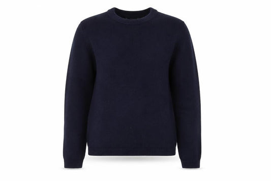 Front view of Zara unisex blue medium pullover crew neck jumper
