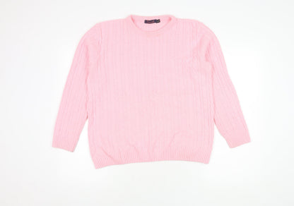 Beaumonde Women's Pink Cable Knit Pullover Jumper L/XL