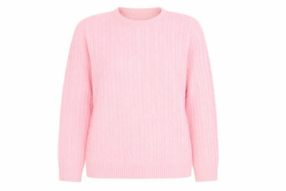 Beaumonde Women's Pink Cable Knit Pullover Jumper L/XL