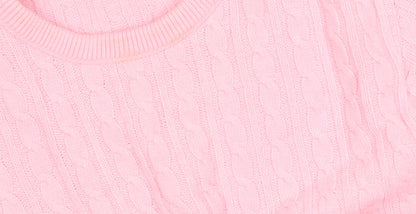 Beaumonde Women's Pink Cable Knit Pullover Jumper L/XL