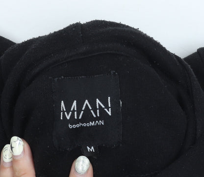 Mens UK Size M boohooMAN Black Pullover Hoodie