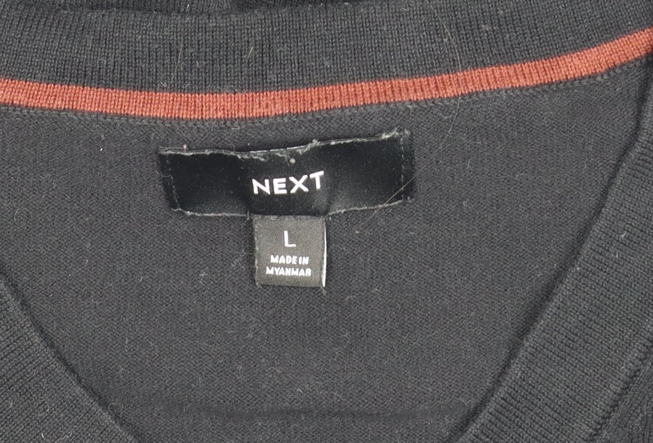 Next Men's Black L Pullover Jumper V-Neck Knit