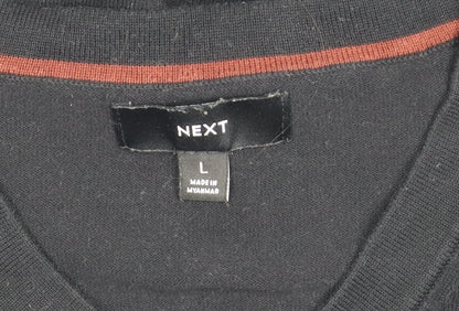 Next Men's Black L Pullover Jumper V-Neck Knit