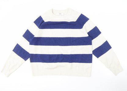 Marks and Spencer Men’s Blue Striped Jumper, Size L
