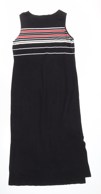 Jones Wear Women's Black XL Striped Shift Dress
