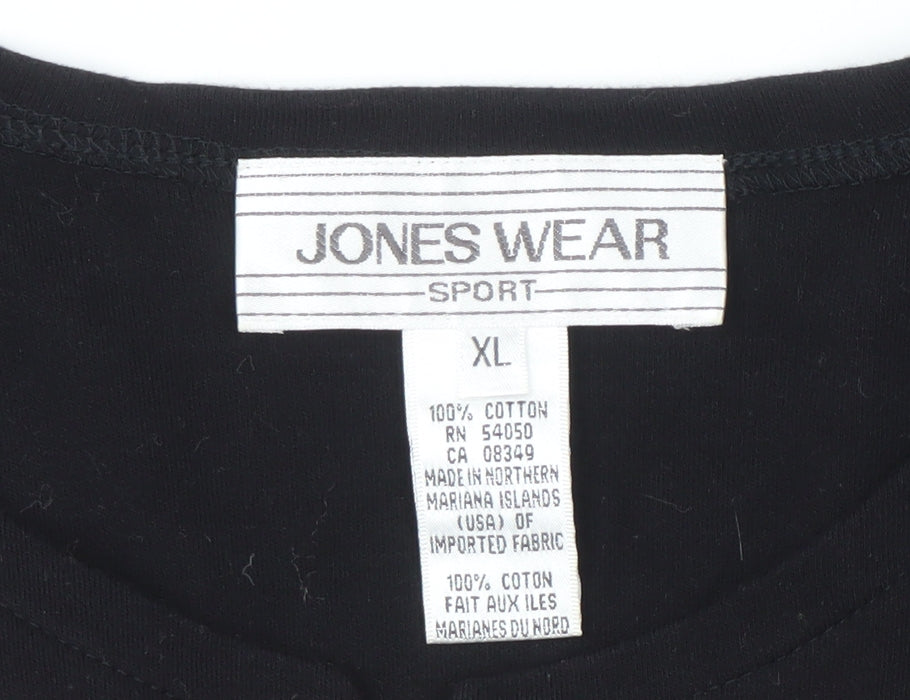 Jones Wear Women's Black XL Striped Shift Dress
