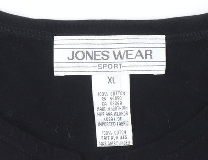 Jones Wear Women's Black XL Striped Shift Dress