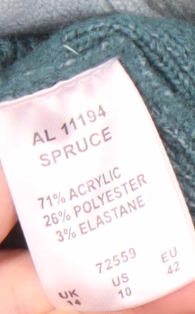 Womens UK Size 14 Cotton Traders Green Pullover Jumper