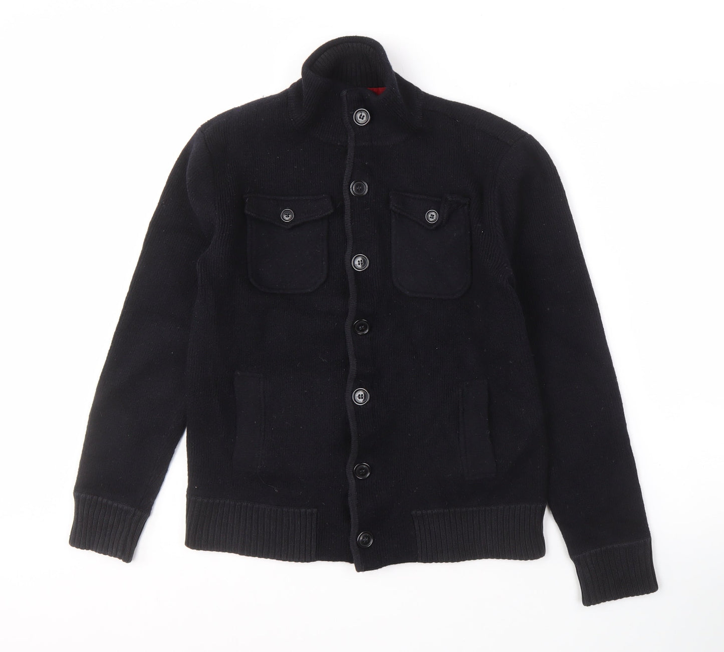 Jasper Conran Men's Black Wool Cardigan, Size S