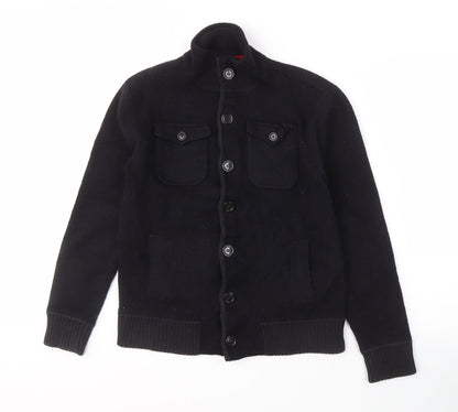 Jasper Conran Men's Black Wool Cardigan, Size S