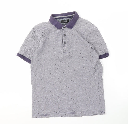 Zara Man Grey Striped Polo Shirt, Men's Medium