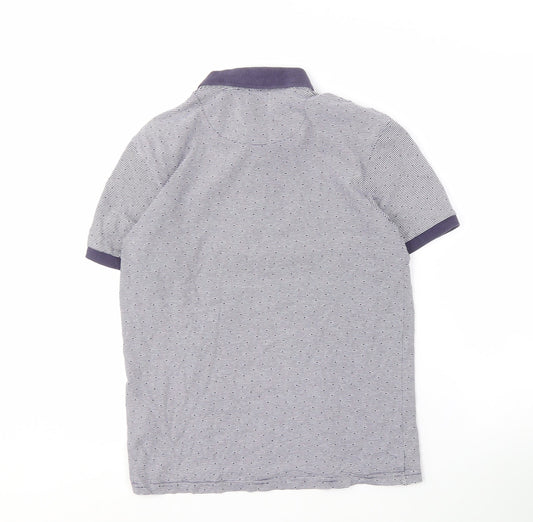 Zara Man Grey Striped Polo Shirt, Men's Medium