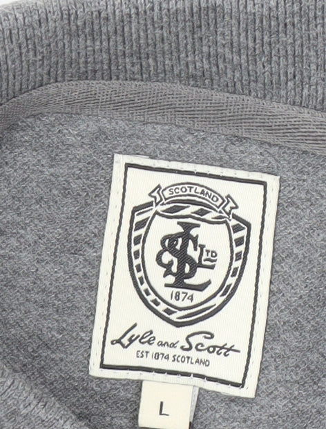 Lyle and Scott Men's L Grey Long Sleeve Polo