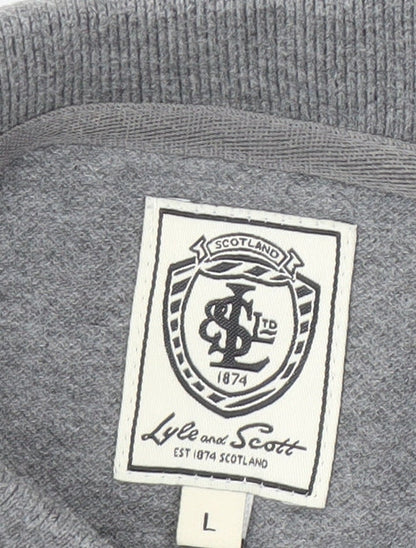 Lyle and Scott Men's L Grey Long Sleeve Polo