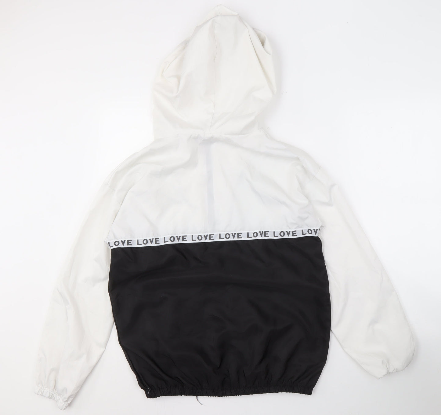 Zaful Women's White/Black Hooded Windbreaker S