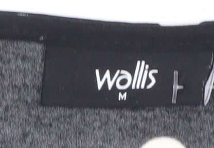 Wallis Women's Black Polka Dot Dress, Size 12, 3/4 Sleeve