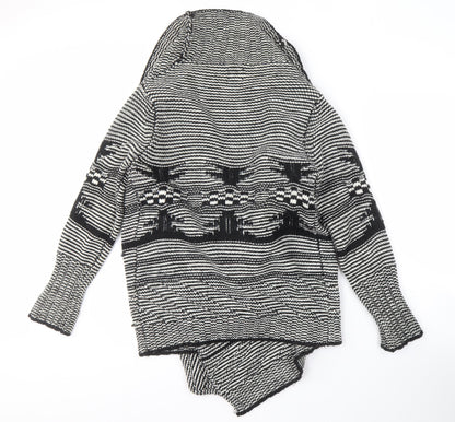 Retrap Women's Black Geometric Open Front Cardigan Size 12