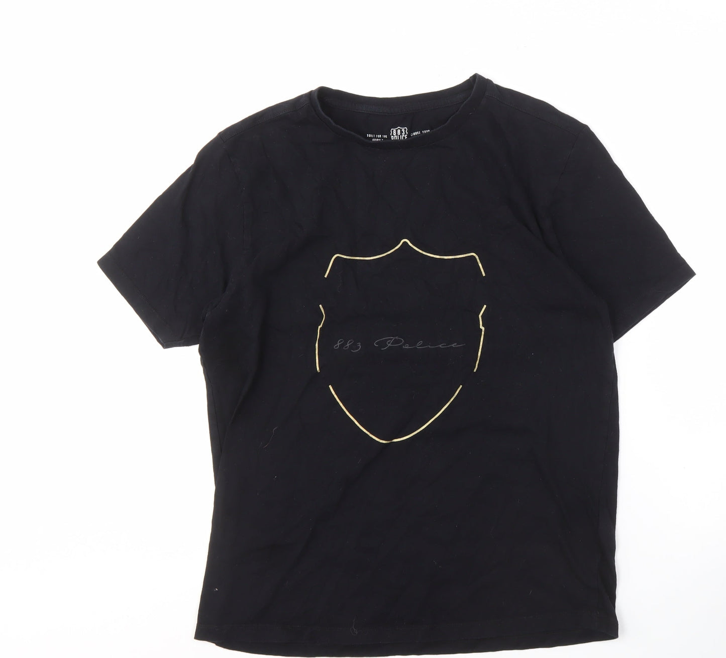 Police Men's Black Embroidered T-Shirt Large