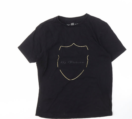 Police Men's Black Embroidered T-Shirt Large