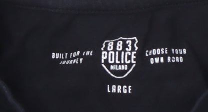 Police Men's Black Embroidered T-Shirt Large