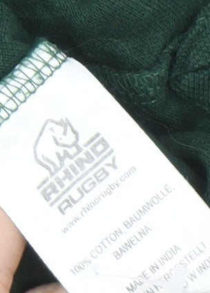 Rhino Rugby Boys Green Polo Shirt 9-10 Years Cotton Logo
