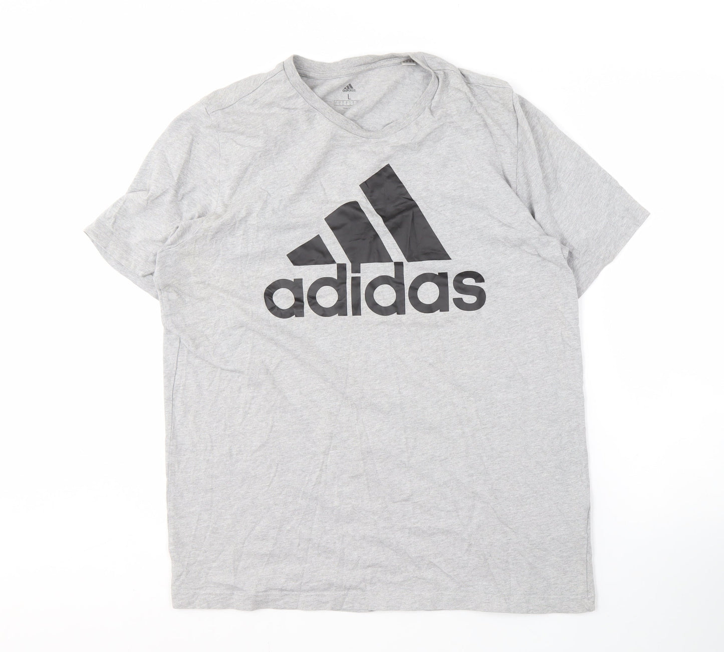 Adidas Men's Grey Logo Sports T-Shirt, Size L, All Seasons