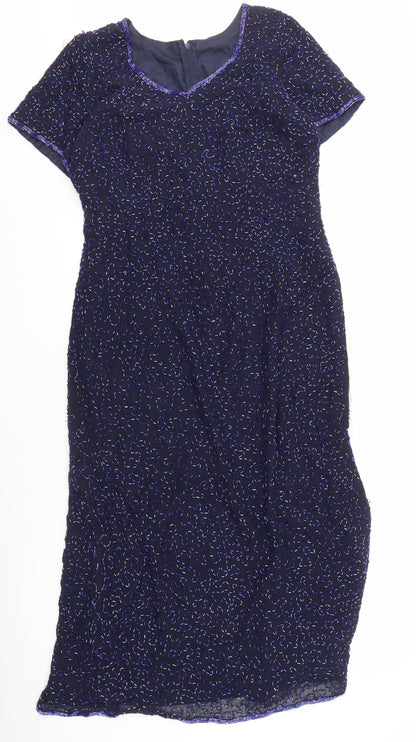 Debenhams Women's Multicoloured Beaded Sheath Dress Size 14