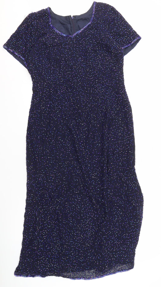 Debenhams Women's Multicoloured Beaded Sheath Dress Size 14