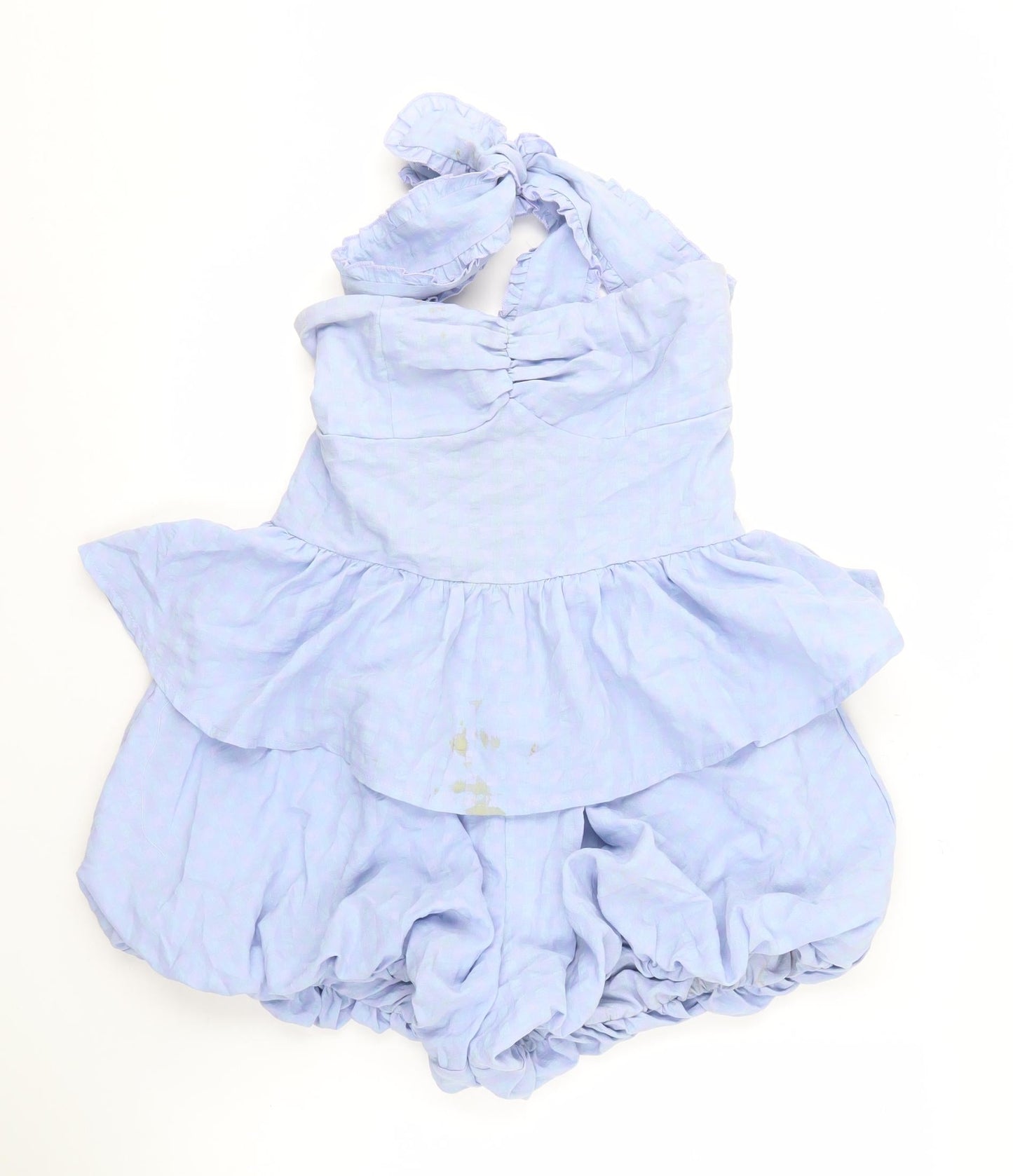 PrettyLittleThing Women's Blue Check Playsuit Size 10