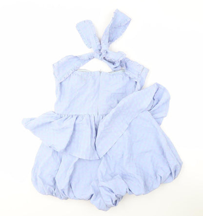 PrettyLittleThing Women's Blue Check Playsuit Size 10