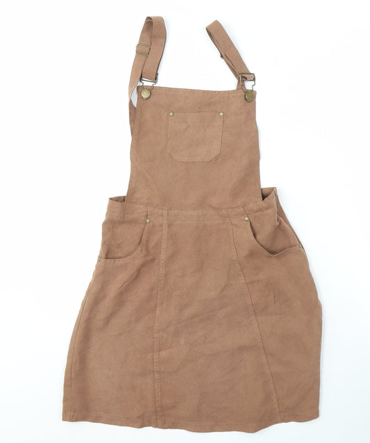 Boohoo Women's Brown Pinafore Skirt, Size 8, Polyester