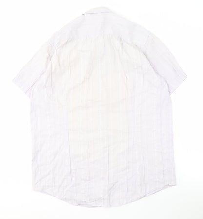Ted Baker Men's White Striped Short Sleeve Shirt M