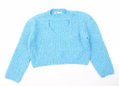 Womens UK Size M Zara Blue Pullover Jumper