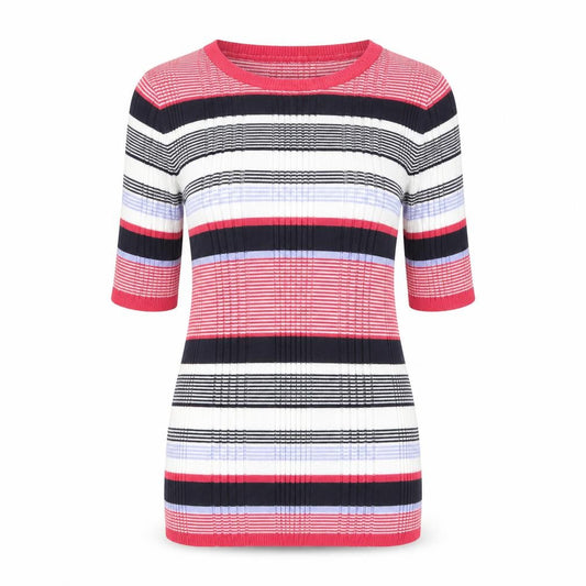 Front view of Marks & Spencer Women's Multicoloured Striped Top, size 8