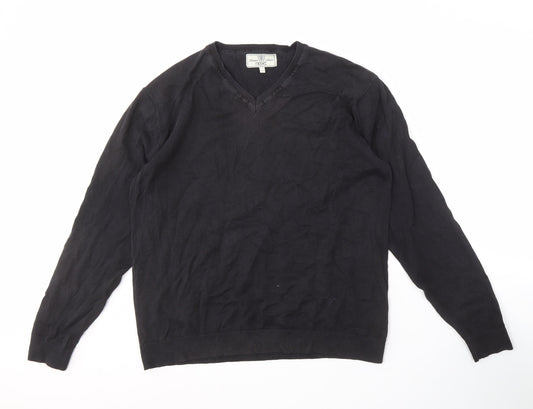 Next Men's Black Cotton V-Neck Pullover Jumper - L