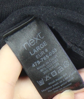 Next Men's Black Cotton V-Neck Pullover Jumper - L