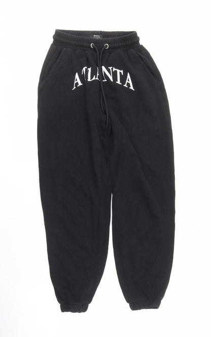 Bershka Black Women's Jogger Trousers XS, Elastic Waist