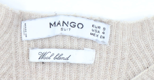Womens UK Size S Mango Beige Pullover Jumper