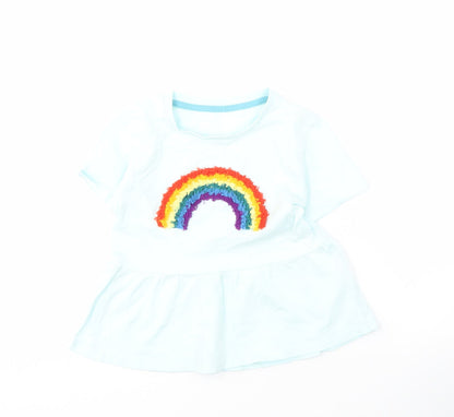 Mountain Warehouse Girls Blue T-Shirt 5-6 Years Rainbow Design