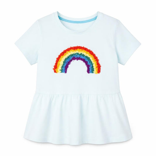 Mountain Warehouse Girls Blue T-Shirt 5-6 Years Rainbow Design