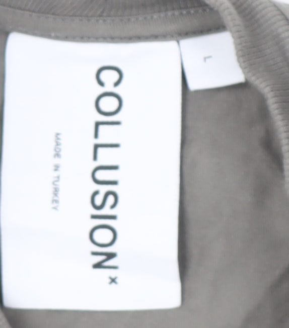 Mens UK Size L COLLUSION Grey  T-Shirt