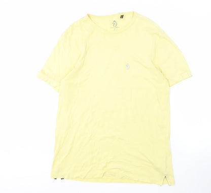 Luke Men's Yellow Crew Neck T-Shirt, Size L, Logo Accent