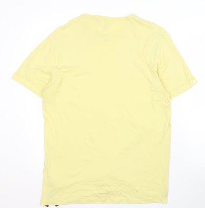 Luke Men's Yellow Crew Neck T-Shirt, Size L, Logo Accent