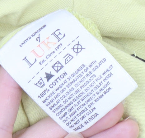 Luke Men's Yellow Crew Neck T-Shirt, Size L, Logo Accent