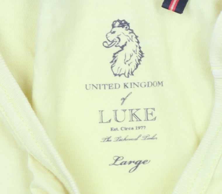 Luke Men's Yellow Crew Neck T-Shirt, Size L, Logo Accent